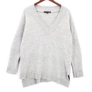 Harve Benard Womens Sweater Gray V Neck Long Sleeve Knit Cotton Medium M
